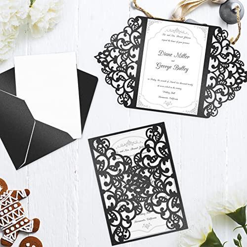 24 Sheets Black Shimmer Cardstock 8.5 x 11 Metallic Paper | Goefun 80lb Card Stock Letter Size Sheets for Halloween, Invitations, Scrapbooking, Crafts, Graduations - color: black