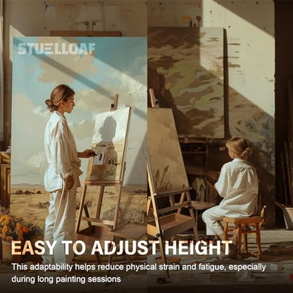 Large Beech Wood Painting Easel H-Frame, Drawer with Palette - color: Wooden Pro