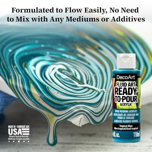 DecoArt Fluid Art Ready-to-Pour Paint Set – Silver Seas Colors, Set of 6 (4 fl oz Bottles) – Acrylic Pouring Paints for Canvas, Wood & DIY Craft Projects - color: Multi - Silver Seas
