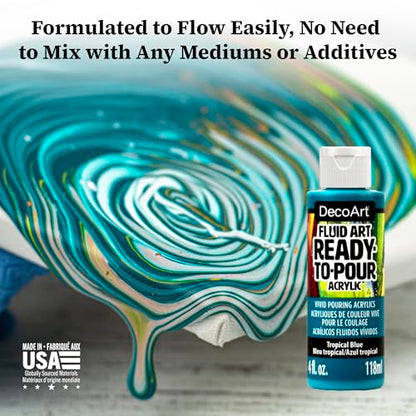 DecoArt Fluid Art Ready-to-Pour Paint Set – Silver Seas Colors, Set of 6 (4 fl oz Bottles) – Acrylic Pouring Paints for Canvas, Wood & DIY Craft Projects - color: Multi - Silver Seas