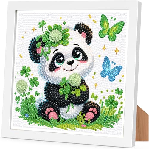 Arttoplus Panda Diamond Art Kits for Kids 4-6-8-12 with Frame 7x7 inch | Animal Diamond Painting Kits for Kids with Frame,Easy Cute Panda Gem Art Kits for Kid for Gift Home Wall Decoration - color: CC734-US