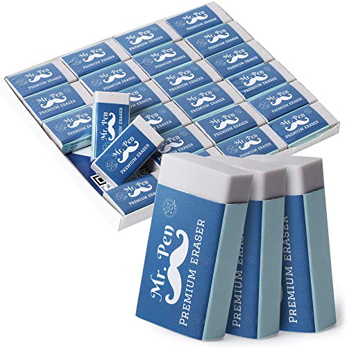 Mr. Pen- White Pencil Eraser, 24 Pack | Large Latex Free Vinyl Block Erasers Bulk for School, Office, Art Sketching, Homework, Exams, Clean Smudge-Free Correction - color: White, size: 24 Pack