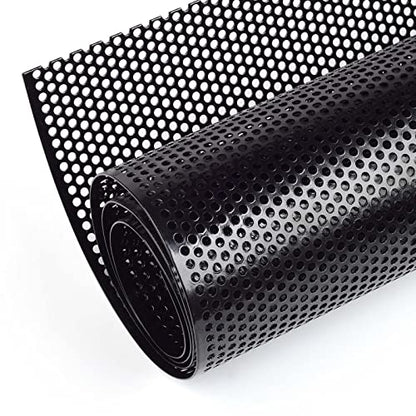 AggAuto Universal 40"x13" Car Grill Mesh 4mm Round Hole Black | Aluminum Alloy Automotive Grille Insert Bumper, One of the Most Multifunctional Shape Grids 100x33cm - size: 4mm Round Hole - Black