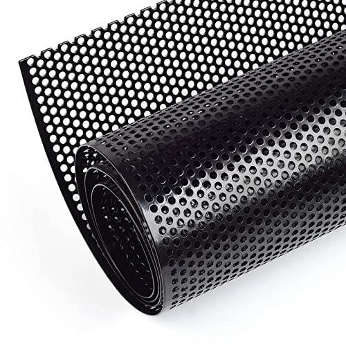 AggAuto Universal 40"x13" Car Grill Mesh 4mm Round Hole Black | Aluminum Alloy Automotive Grille Insert Bumper, One of the Most Multifunctional Shape Grids 100x33cm - size: 4mm Round Hole - Black