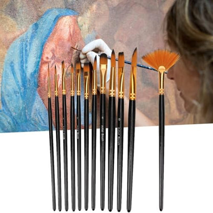 12Pcs Special Shape Art Brush Set, Premium Nylon Filaments Painting Brushes for Watercolor, Gouache, Oil Painting and Handmade Craft Use