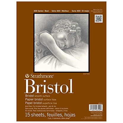 Strathmore 400 Series Bristol, 2-Ply Smooth, 14"x17" Tape Bound, 15 Sheets