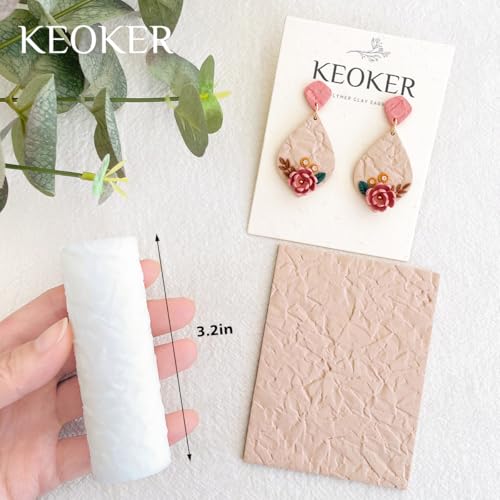 KEOKER 3PCS Polymer Clay Texture Rollers - Like Clay Texture Sheets, Great with Polymer Clay Cutters - color: 3PCS Color