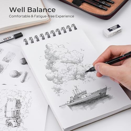 Nicpro 33PCS Black Metal Mechanical Pencil Set in Leather Case - color: Black, size: 33pcs