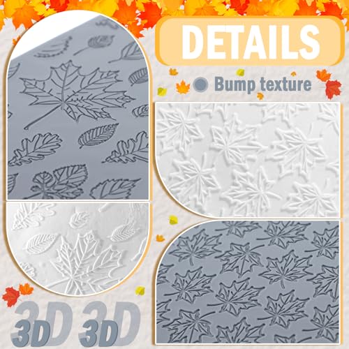 DoubleFill 12 Pcs Fall Polymer Clay Texture Sheets Set, Maple Leaves, Pumpkin Miniature Clay Molds Pine Cone Pattern Silicone Polymer Clay Molds for Fall Autumn Thanksgiving Jewelry Earrings Making - style: Autumn