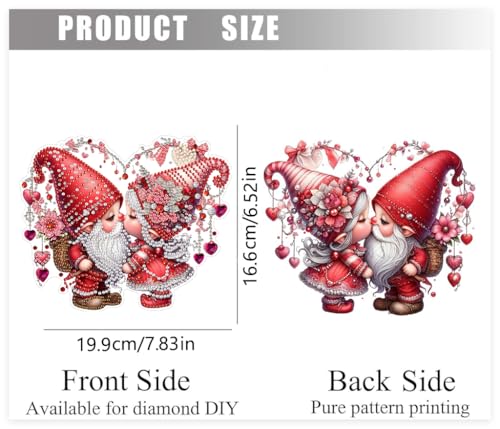 LILEIDECO DIY Valentine’s Day Diamond Art Painting Kits Special Shape Rhinestone Window Pendants Hanging Home Garden Wall Double-Sided Pattern (Single Side Point Drill)- Love Gnomes - color: BL36