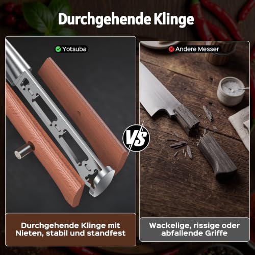 YOTSUBA 3 PCS Japanese Kitchen Knife Set with Full Tang Rosewood Handle - style: 3pcs knife set