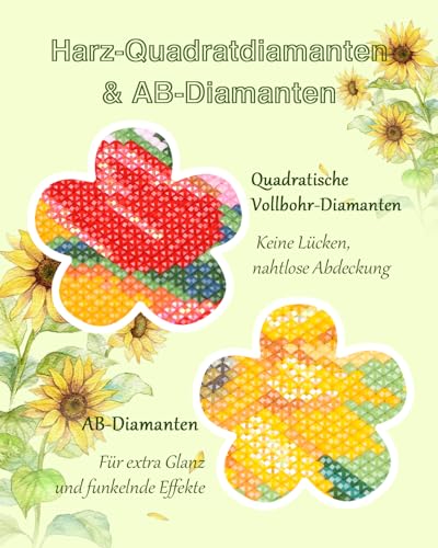 forever young Flowers Small Diamond Art Kits, 5x7 Inch Canvas | 6 PCS DIY square diamond painting kits for beginners and adults, perfect for collecting, display ＆ relaxing stress relief - color: Flower