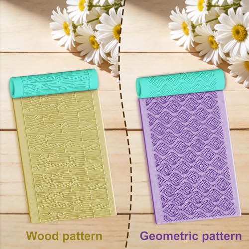 ACRNIGHEET 5 Pcs Polymer Clay Texture Roller, Natural Themed Embossing Rollers Pottery Stamp, Like Texture Sheets Work with Polymer Clay Cutters, Clays Jewelry Making Kit with Storage Box - color: Natural
