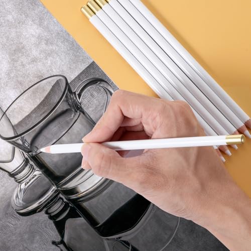 8 Pcs Eraser Pencils Set for Artists, Kneaded Erasers for Artists, Erasers for Drawing Add Highlights and Erase Details for Charcoal Drawings for Students Artists Beginners 6.9 Inch(White)
