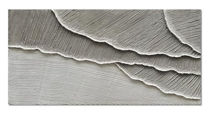 NANKAI Art Hand Painted Wave Landscape Oil Painting Modern Abstract Grey and White Art Painting 24x48 inch Abstract wall Art Deco - color: Nkhb301