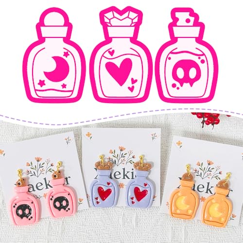 Xaekicr 3PCS Magic Potion Bottle Polymer Clay Cutters Set – Halloween Clay Earring Cutters Molds for DIY Earrings & Jewelry Making – Fun Clay Tools for Polymer Crafts - color: Q color