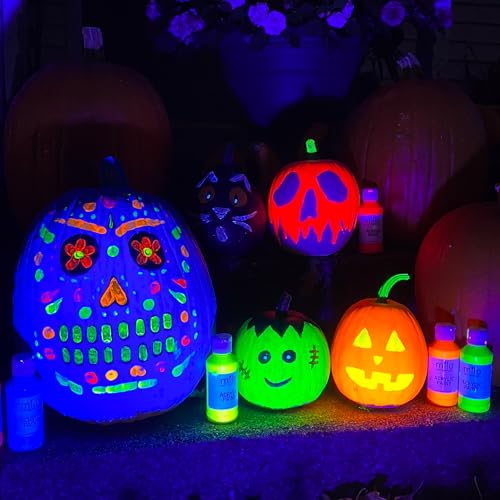 milo Fluorescent Acrylic Paint Set, 6 Neon UV Colors, 16 oz Bottles | Glows in Black Light, AP Certified Non-Toxic, Made in USA, Arts & Crafts Paints for Artists, Student, Hobby Painters, Mixable - style: Fluorescent Set 6 x 16 oz