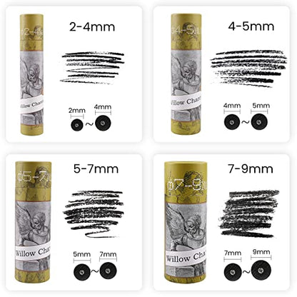 Willow Charcoal Sticks, Natural Willow Charcoal for Artists, Beginners or Kids of All Skill Levels, Great for Sketching, Drawing and Shading, Approx 5-7mm in Diameter, Pack of 25