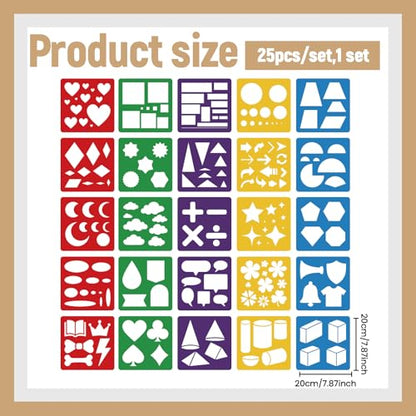 CUTHOLLOW Animals Fruit Plant Stencils, 24PCS 8-Inch Reusable Plastic | 24PCS 8-Inch Animals, Fruit & Plant Shapes, Reusable Washable Plastic, Painting, Crafts, Wall Art & Sidewalk Chalk - style: Geometric Elements