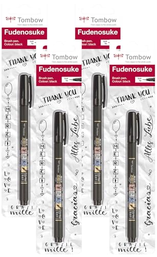 Tombow Fudenosuke Brush Pen, Soft Tip, Black (Pack of 4) - size: 1 Count (Pack of 4), style: Soft