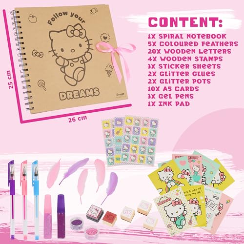 Hello Kitty Sanrio Scrapbook Kit for Girls with Notebook Stickers Stamps Gel Pens Kawaii Art Supplies Cute Gifts for Girls