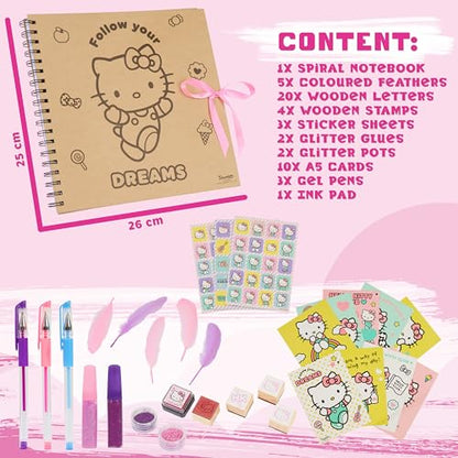 Hello Kitty Sanrio Scrapbook Kit for Girls with Notebook Stickers Stamps Gel Pens Kawaii Art Supplies Cute Gifts for Girls