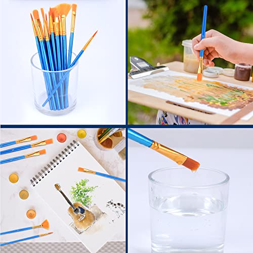 AROIC Acrylic Paint Brush Set, 30 pcs Nylon Hair Paint Brushes | All Purpose Oil Watercolor Face Body Rock Painting Artist, Small Paint Brush Kits for Kids Adult Drawing - size: 30pcs-2-blue