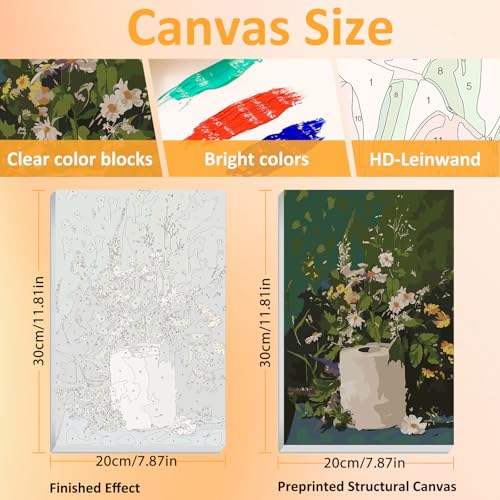 Mandun Bathroom Paint by Numbers Kit for Adults, 3 Pack, 7.8x11.8 inch | DIY Painting Kits Crafts for Adults, Relieve Stress, Frame Canvas, Wooden Easel, Gift Box, Home Wall Decor - color: 3 Pack Bathroom Flowers
