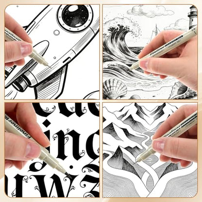12 Pcs Fineliner Drawing Art Pens Black Waterproof Pigment Ink Set