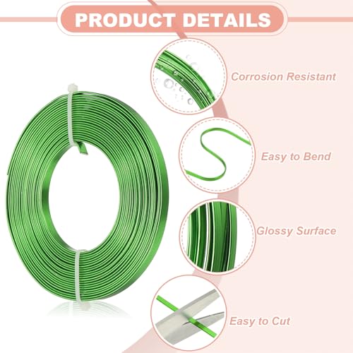 uxcell 18 Gauge Flat Aluminum Wire, 16.40 ft 5mm Wide Aluminum Crafts Wire for Flower Bonsai Crafts Carving DIY Bezel Sculpting Gem Metal Wrap, Dark Green - color: Dark Green, size: 5mm