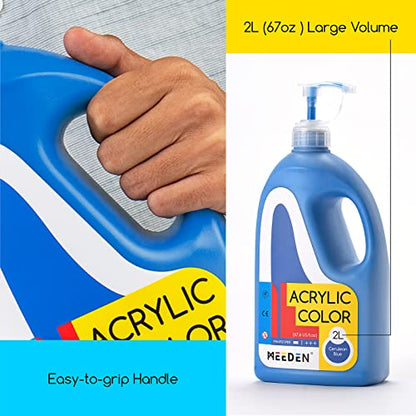 MEEDEN Cerulean Blue Acrylic Paint with Pump Lid, 1/2 Gallon (2L /67.6 oz.) Soft Body Non-Toxic Rich Pigment Color, Perfect for Art Class, Wall Painting, Painting Party & Creative DIY - color: Cerulean Blue