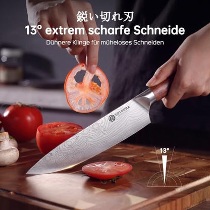 YOTSUBA 3 PCS Japanese Kitchen Knife Set with Full Tang Rosewood Handle - style: 3pcs knife set