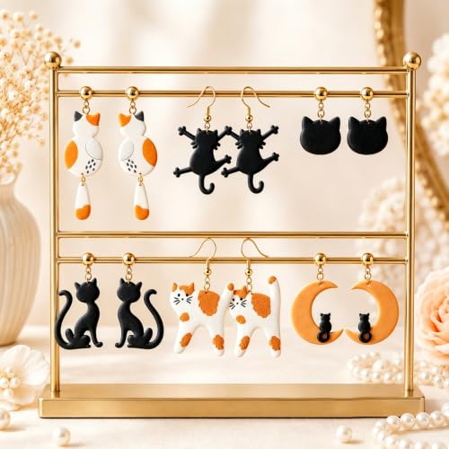 10pcs Cat Polymer Clay Cutters for Earrings, Moon & Cat Molds | Black cat shapes, clean cuts, smooth edges, ideal for earrings, charms, pendants and DIY jewelry projects - color: Black Cat