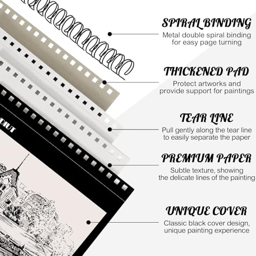 4 Pack Sketch Books 8.5 × 11 in, Top Spiral, 30 Sheets Each, Drawing Pad - color: Black, size: 8.5 × 11Inch（4 Pack）