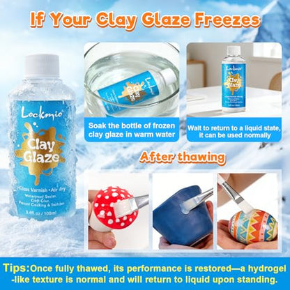 Air Dry Clay Glaze, 6.8 OZ/200ml High Gloss Varnish, Protective Sealant to Prevent Cracking & Scratching While Providing a Gloss Glaze Effect - for Ceramics, Wood, Acrylic Painting and Crafts (Gloss)