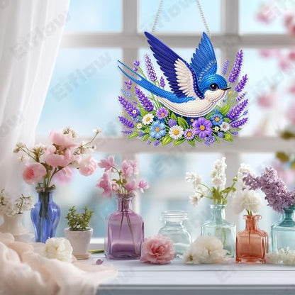 Eiflow Acrylic Diamond Art Hanging Kit for Adults, DIY Diamonds Painting Door Hanger Board Kit, Special Crystal Diamond Art Painting Pendant Ornament (Blue Bird) - color: Blue Bird