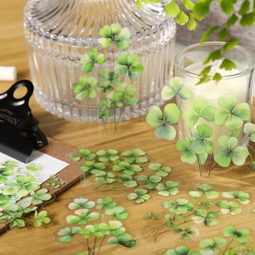 120 Pcs Botanical Leaf PET Stickers for Scrapbook Journaling | Transparent plant ephemera for junk journals, planners, collage, card making, and DIY crafts - color: Leaf Whisper