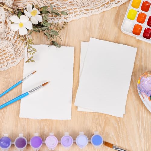 50 Sheets Watercolor Paper 4 x 6 Inch, 300 GSM Cotton Deckle Edge - size: 4 x 6inch