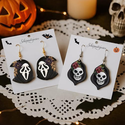 9pcs Halloween Horror Polymer Clay Cutters - Skeleton/Masked Ghost/Skeleton Crow/Demon Scythe, Ideal for April Fools' Day Earrings & Jewelry Making Supplies - color: Halloween Devil-2026