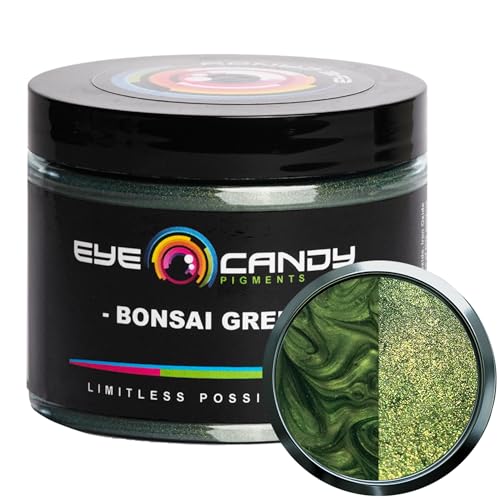 Eye Candy Pigments Premium Green Mica Powder - Bonsai Green (50gr) - for Epoxy, Resin, Soap, Paint, Woodworking, Acrylic Pouring, Bath Bombs, Fishing Lures - DIY Arts and Crafts Additive - color: Bonsai Green