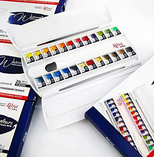 Watercolor Paint Set Rosa Gallery 24 full pans, Plastic case, Extra fine professional watercolours