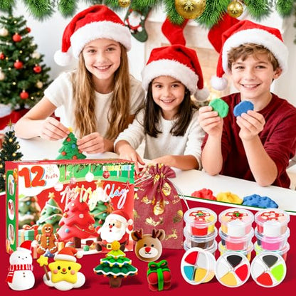 MuseLuxe Air Dry Clay - 12 Boxes Christmas Modeling Clay Kit | 8 Sculpting Tools,Safe & Non-Toxic,DIY Magic Gifts Toys for Boys,Girls,Kids - color: 12 Colors