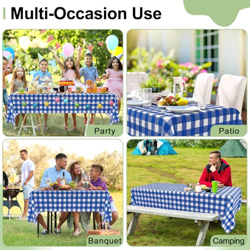 misaya 4 Packs 54 x 78 Inch Buffalo Disposable Table Cloth, Waterproof Plastic Tablecloth, Rectangle Blue and White Checkered Table Covers for Picnic, Birthday, Party, Back to School - color: Blue and White, size: 54" X 78"