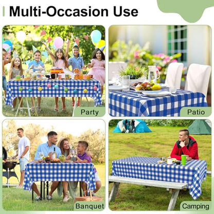 misaya 4 Packs 54 x 78 Inch Buffalo Disposable Table Cloth, Waterproof Plastic Tablecloth, Rectangle Blue and White Checkered Table Covers for Picnic, Birthday, Party, Back to School - color: Blue and White, size: 54" X 78"