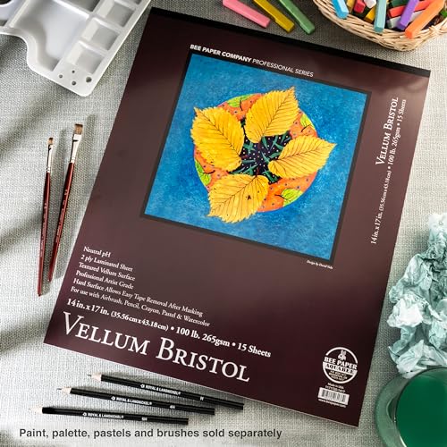 Bee Paper - 14"x 17" Vellum Bristol Paper Pad, 15 Sheets - size: 14-inch x 17-inch, 15 Sheet Tape Bound Pad