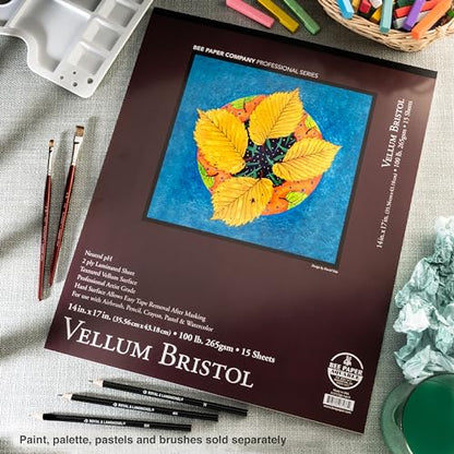 Bee Paper - 14"x 17" Vellum Bristol Paper Pad, 15 Sheets - size: 14-inch x 17-inch, 15 Sheet Tape Bound Pad