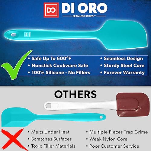 DI ORO Silicone Spatula Set - 600F Heat Resistant, 5-Pc Teal - color: Teal