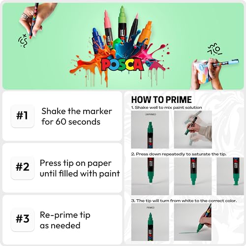 POSCA® PC-5M Paint Markers, 16 Count Medium Reversible Tip Set (1.8–2.5 mm) - size: 1 Count (Pack of 1), style: Round Tip