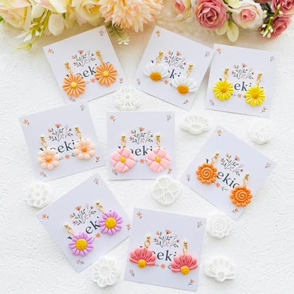 Flower Shape Polymer Clay Cutters Set – Molds and Clay Cutters for Polymer Clay, Floral Clay Earring Tools - color: C color