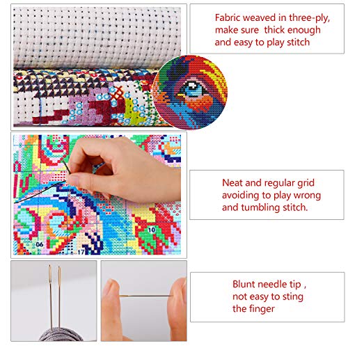 Stamped Cross Stitch Kits 11CT 3 Strands Full Range of Crossstitching Kits Preprinted Easy Patterns for Girls Crafts DMC Printed Cross-Stitch Kits for Beginner- Cats Hide in The Cups，14.6x6.7(inch) - color: Cats hide in the cups，14.6x6.7(inch)